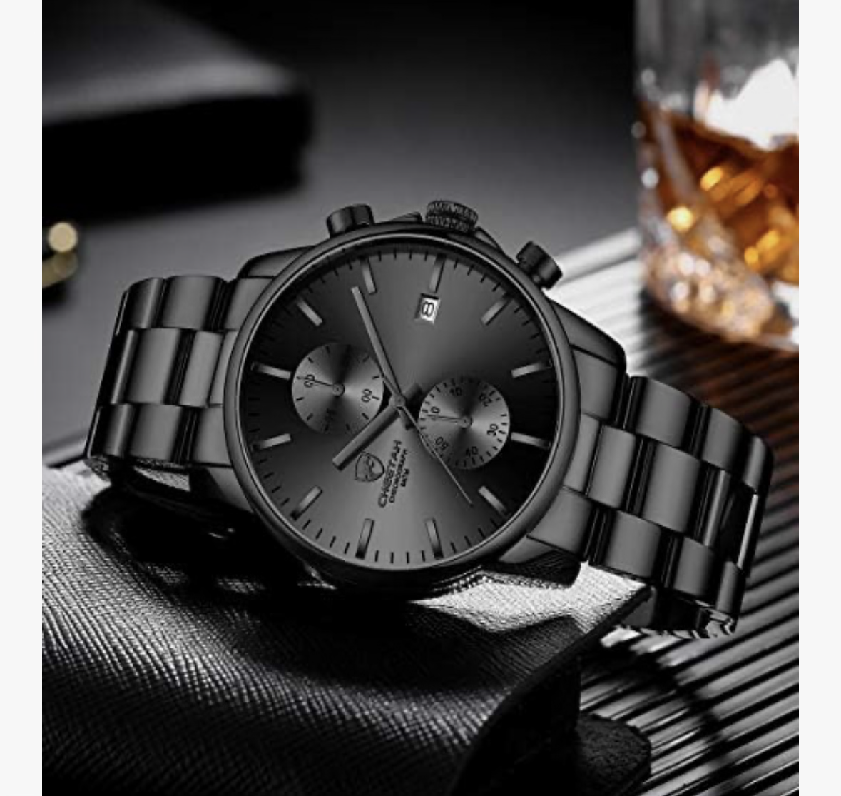 GOLDEN HOUR Fashion Business Mens Watches with Stainless Steel Waterproof Chronograph Quartz Watch for Men, Auto Date