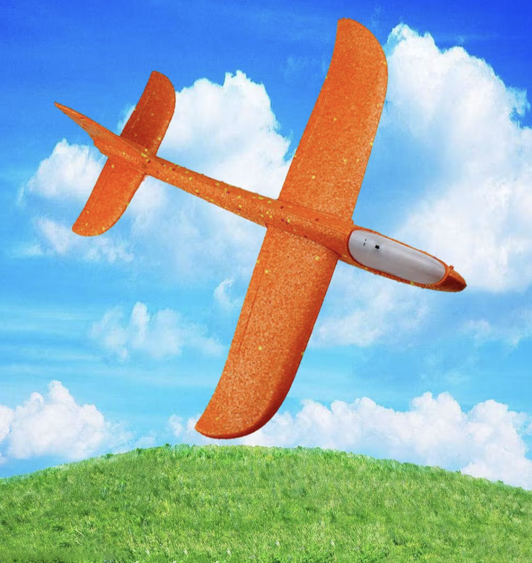SHOWAY Flying Glider Planes With Flash LED Light 18.9" Foam Flight Mode Throwing Air Plane Aerobatic Airplane Outdoor Sport Game Toys Gift for Kids 3 4 5 6 7 Year Old Boy Green