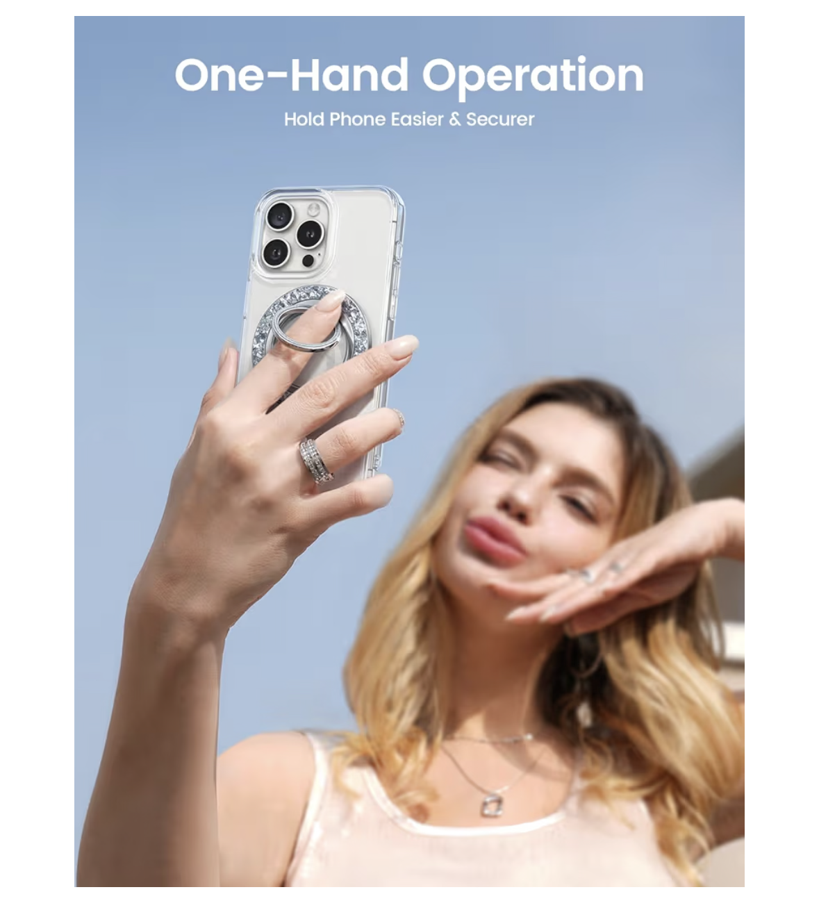 Lamicall Magnetic Phone Ring for Mag Safe Grip - 2025 [Super Magnet] Stylish Twinkle Ring Holder Stand with [Upgrade Gear Hinge], Mag Safe Accessory for iPhone 17 16 15 14 Pro Max Plus