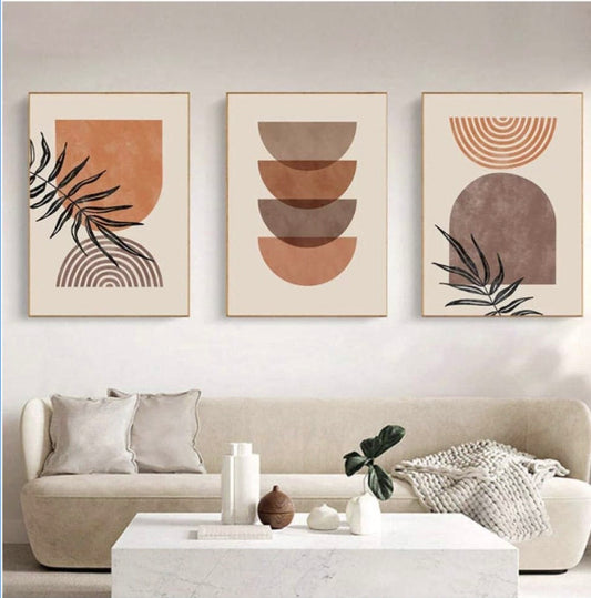 BPA 3 Pcs Modern Abstract Wall Art Home Decor Rainbow Art Print Canvas Painting Geometric Poster Neutral Boho Wall Pictures 50X70Cm No Frame