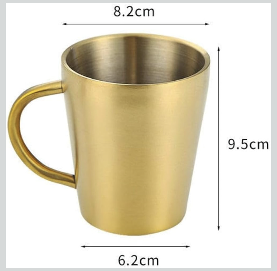 Home Double-Layer With Handle 304 Stainless Steel Water Cup 300ml Dining Drinkware Mugs Coffee Mugs(Gold)