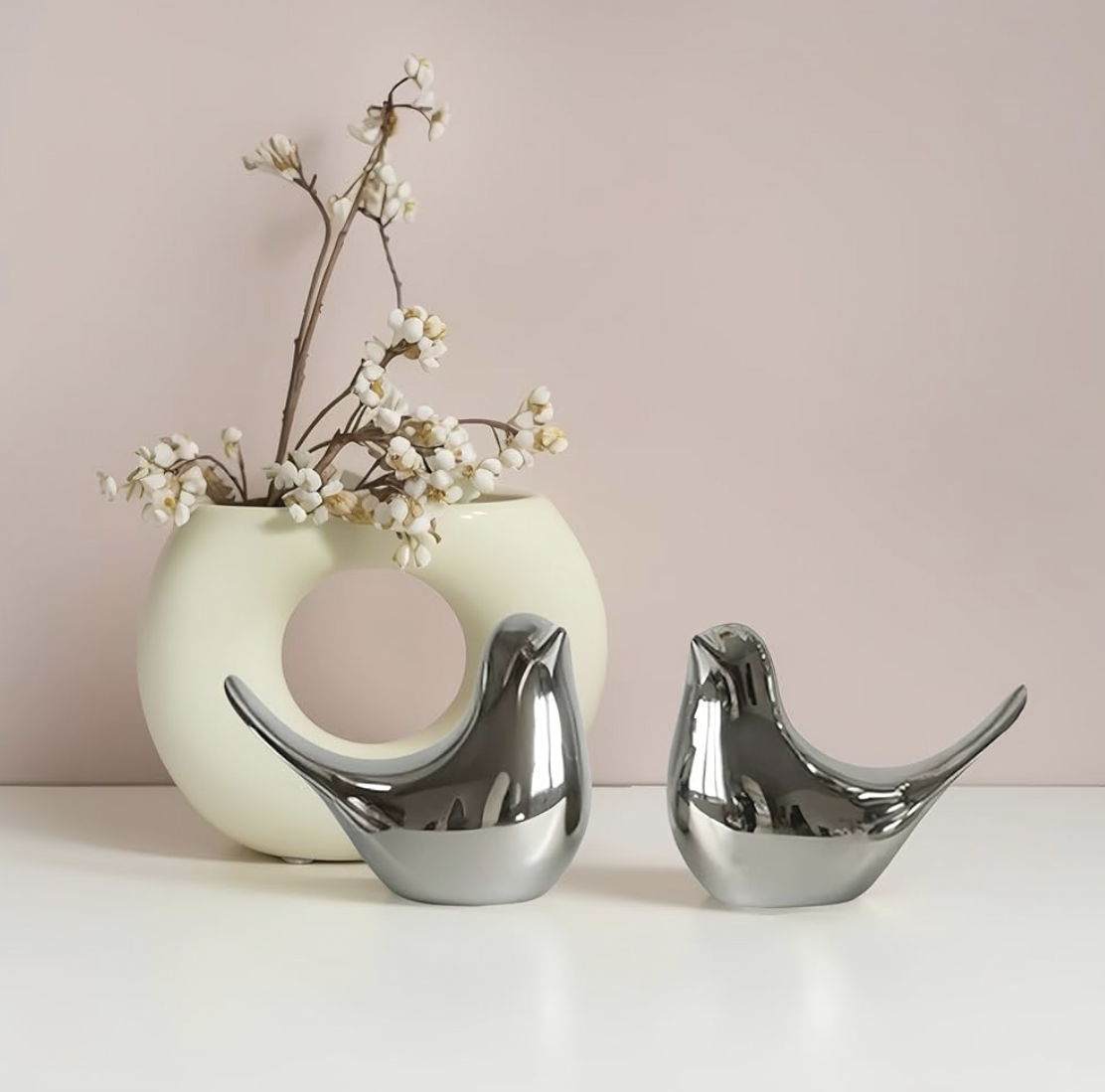 Small Animal Statues 2 Pack, Home Decor Modern Style, Decorative Ornaments for Living Room, Bedroom, Office Desktop, Cabinets