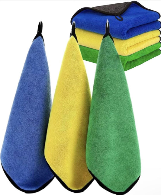 SKY-TOUCH 3pcs Kitchen Towel, Multipurpose Microfiber Cleaning Rags 30x40cm, Double Sided Super Absorbent Dish Towels for Car,Windows,Home and Kitchen