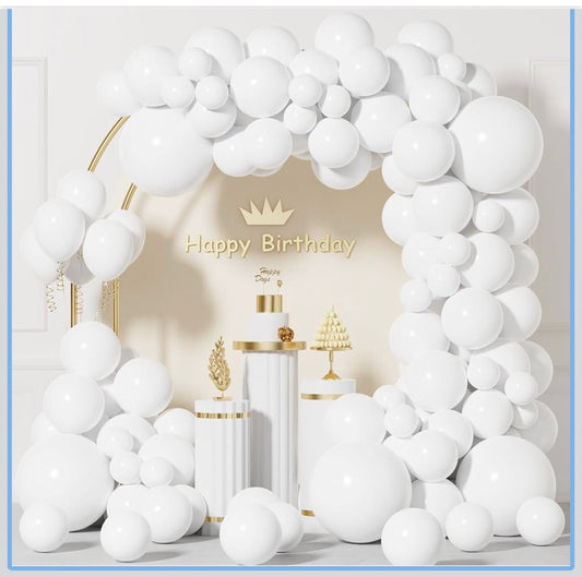 White Balloons 110 PCS, White Balloon Garland Arch Kit Different Sizes 5 10 12 18 Inch White Latex Balloon Arch Kit for Wedding Bridal Shower Engagement Anniversary Birthday Party Decorations