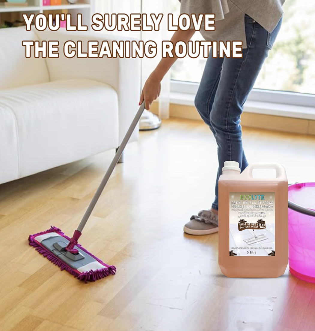 ECOLYTE+ Floor Cleaner, Premium All Purpose Cleaner Plus Disinfectant, for Hospital, Home, Office & Commercial Use for Dirt, Stains & Germs, Floor Cleaning (Arabian Oud, 5 Liter)