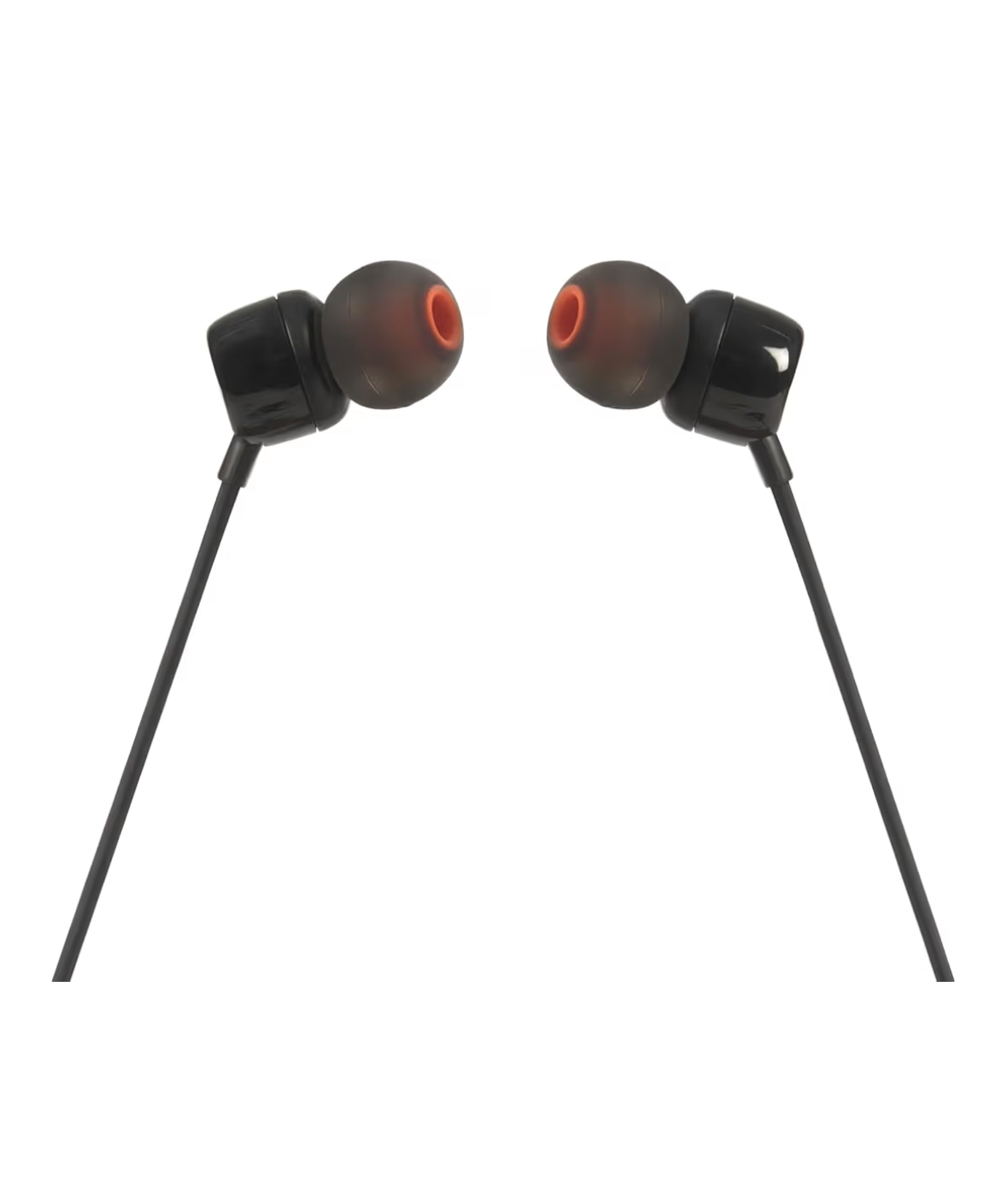 JBL Tune 110 Wired In-Ear Headphones, Deep and Powerful Pure Bass Sound, 1-Button Remote/Mic, Tangle-Free Flat Cable, Ultra Comfortable Fit - Black, JBLT110BLK