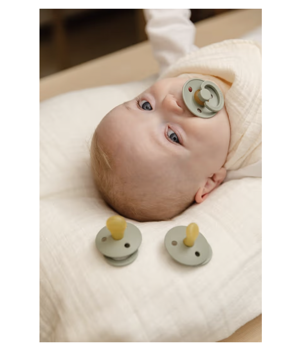 BIBS Colour Soother 2-Pack, BPA Free Dummy Pacifier, Round Natural Rubber Latex, Size 2 (6-18 Months), Ivory/Blush