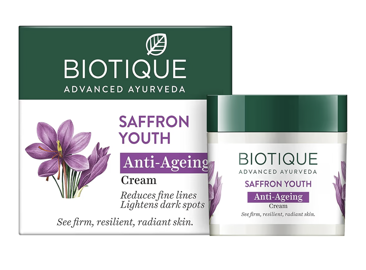 Biotique Saffron Youth Dew Visibly Age Less moisturizer 50 gm/ 1.76 Oz. I For All Skin Type I See Firm, Resilient, Radiant Skin I Prevents Dark lines And Premature Aging