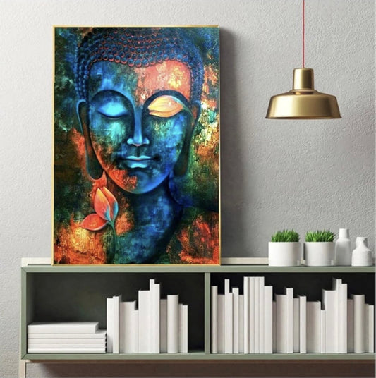 BPA® Abstract Wall Art Colorful Lord Buddha Buddhism Canvas Art Painting Modern Home Decoration Posters And Prints Wall Picture For Living Room Wall Decor,With Frame, 30X40 cm