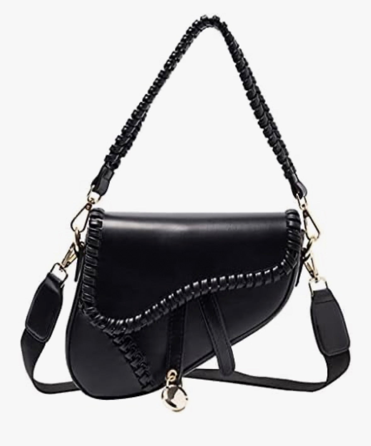 PURFANREE Women Trendy Saddle Shoulder Bag Clutch Purse Underarm Handbag Satchel HandBag Crossbody Bag