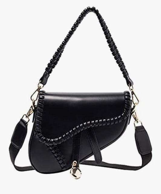 PURFANREE Women Trendy Saddle Shoulder Bag Clutch Purse Underarm Handbag Satchel HandBag Crossbody Bag