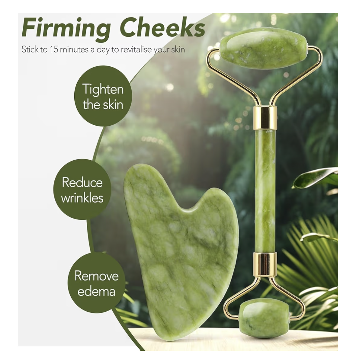 huefull Genuine Jade Roller & Gua Sha Set for Face, Cooling & Firming Effect, Sculpting Tool for Jawline & Skin Care, Self-Care Gifts for Women & Men