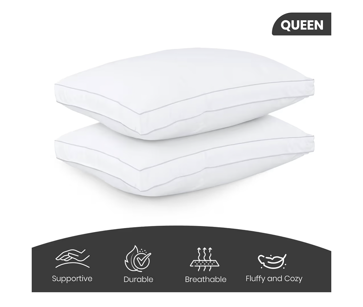 Utopia Bedding Bed Pillows for Sleeping Queen Size (White), Set of 2, Cooling Hotel Quality, Gusseted Pillow for Back, Stomach or Side Sleepers