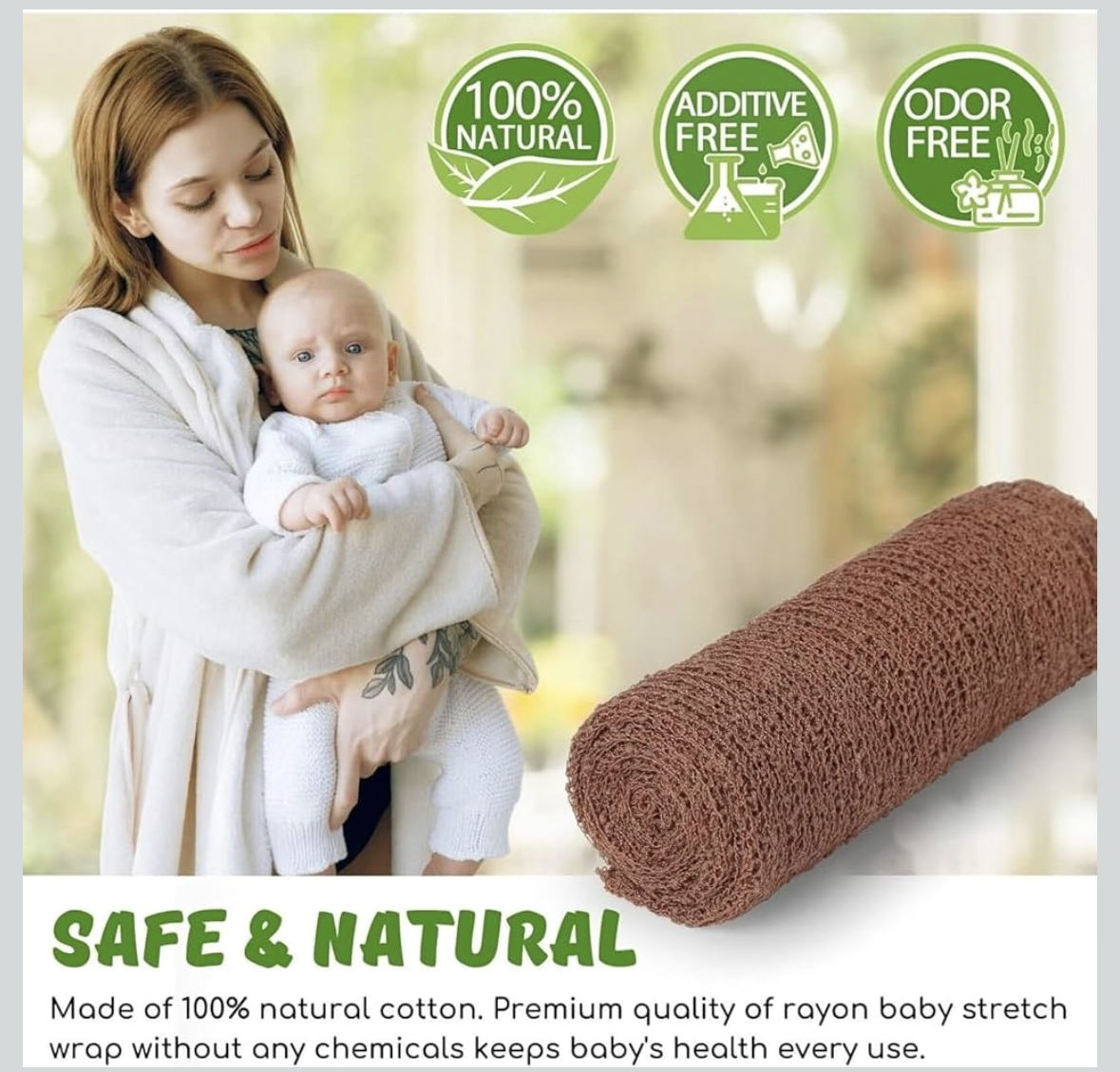 Muslin Swaddle Blankets for Newborn, 2 Pack Baby Blanket Soft & Breathable Receivers for Boys & Girls, 40 * 150cm Infant Bedding Wrap, Adjustable & Hypoallergenic Wearable Blankets