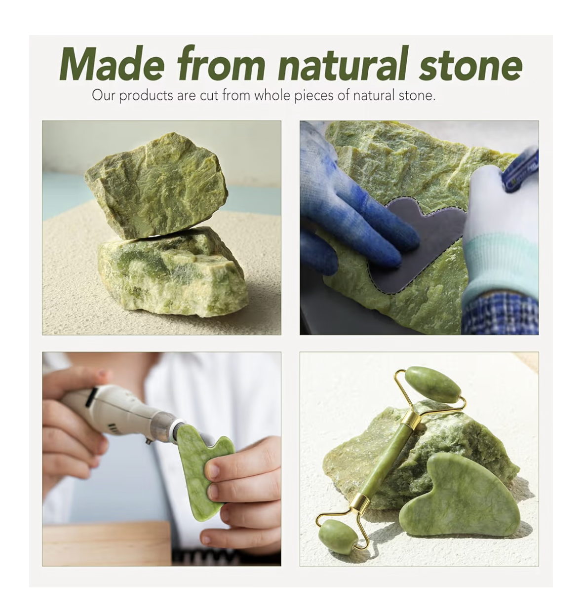 huefull Genuine Jade Roller & Gua Sha Set for Face, Cooling & Firming Effect, Sculpting Tool for Jawline & Skin Care, Self-Care Gifts for Women & Men