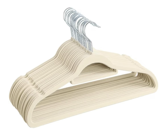 Red Dot Gift®10-Pack Beige Non-Slip Velvet Hangers 42cm With 360 Degree Rotatable Hook - Durable & Slim