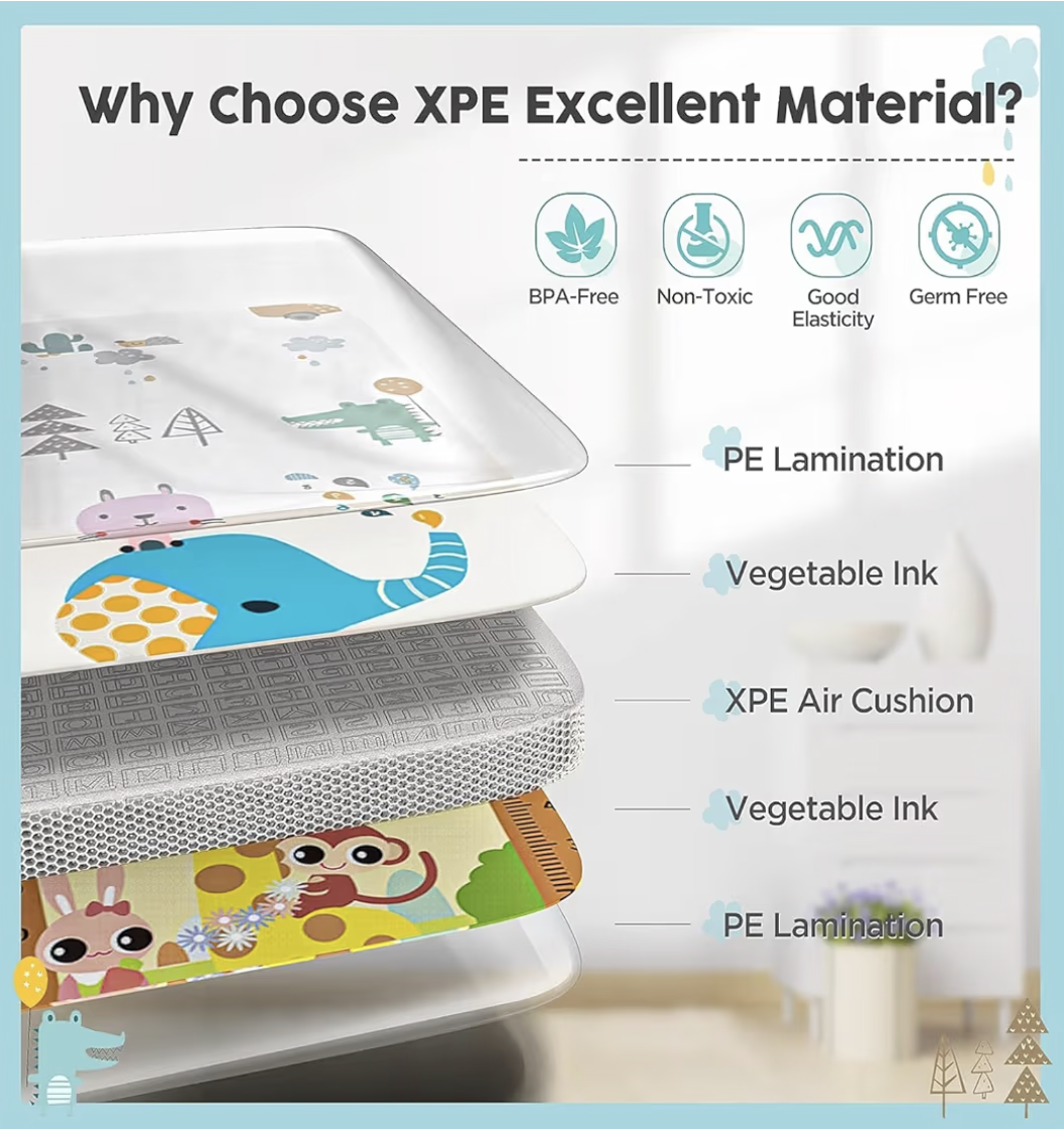 Baby Play Mat, Foldable Foam Floor Baby Crawling Mat
