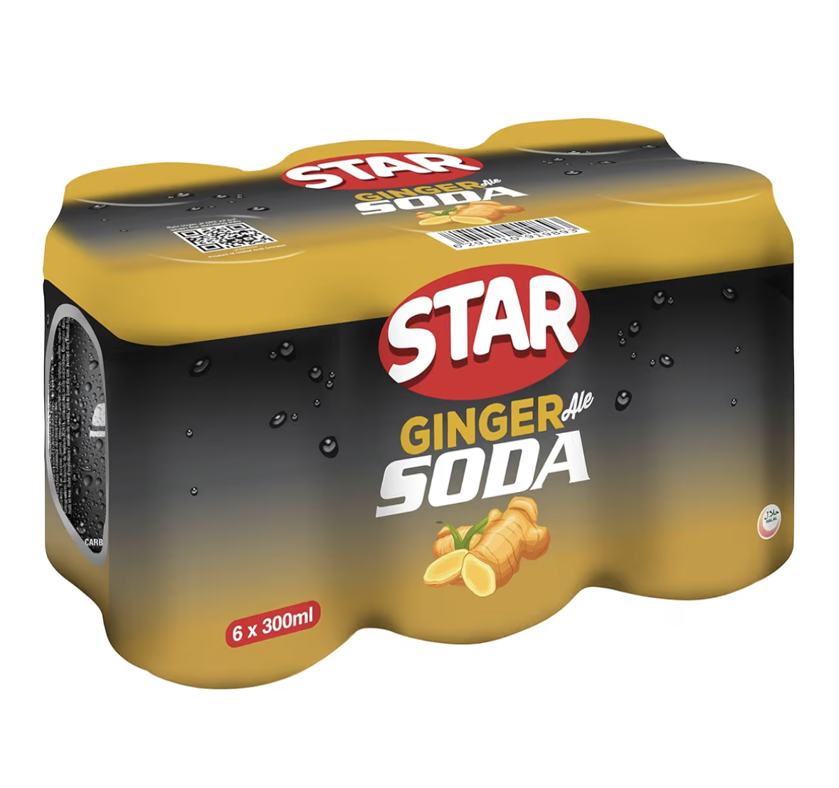 Star, Ginger Soda Carbonated Soft Drink, 300 ml, Pack Of 6