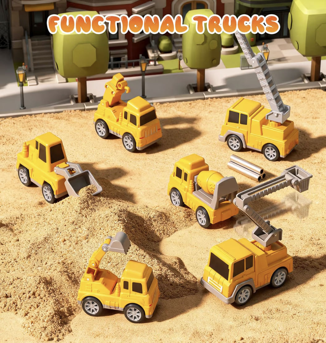 Skirtoy Construction Truck Toys Toddlers 3 4 5 6 7 Years Old,7 in 1 Truck Friction Power Toy Car with Light and Sound Transport Vehicle Carrier Truck, Car Toys Set for Boys & Girls 3-5 Years Old
