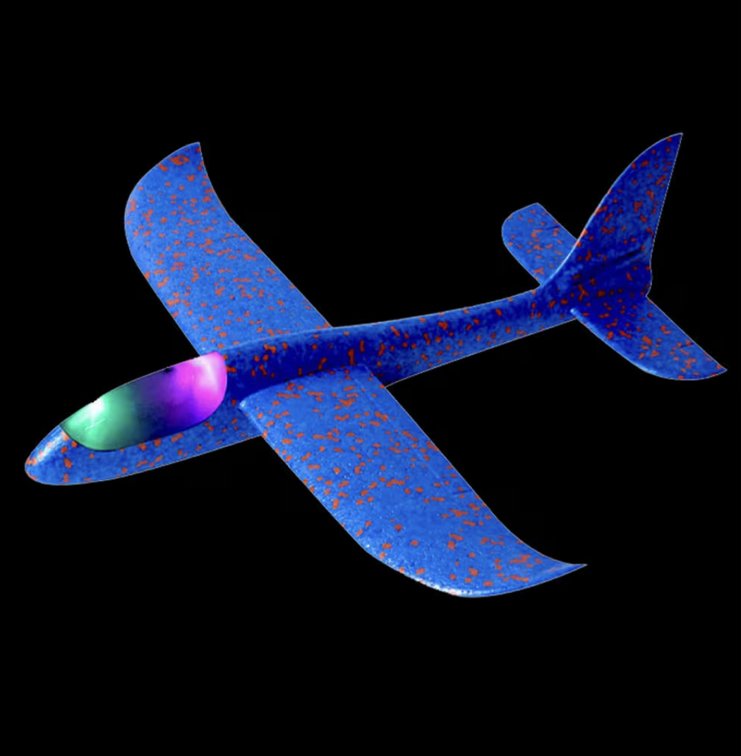 SHOWAY Flying Glider Planes With Flash LED Light 18.9" Foam Flight Mode Throwing Air Plane Aerobatic Airplane Outdoor Sport Game Toys Gift for Kids 3 4 5 6 7 Year Old Boy Green