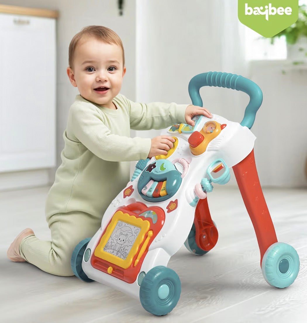 Baybee Baby Crawlio Walker for Kids, Baby Activity Walker with Music, Rotating Lock Wheel,Gears & Grip Handle for Toddlers for 0 to 2 Years Boy Girls (White)