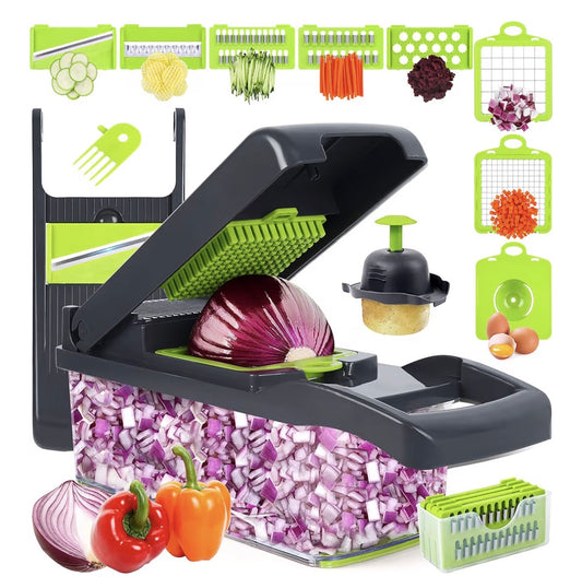 Vegetable Chopper, Onion Chopper, Mandolin Slicer,Pro 10 in 1professional food Choppermultifunctional Vegetable Chopper and Slicer, Dicing Machine, AdjustableVegetable Cutter With Container