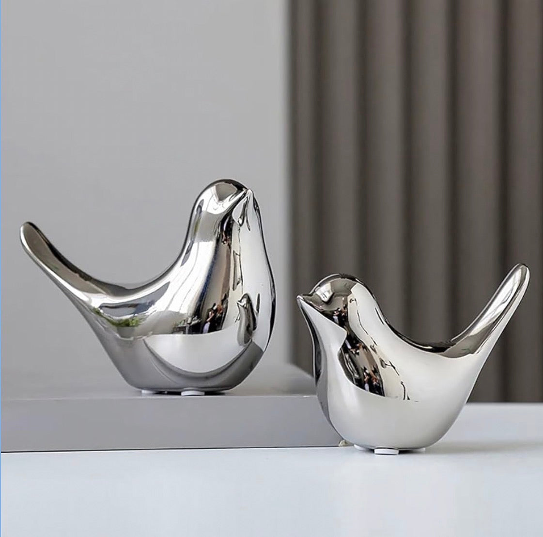 Small Animal Statues 2 Pack, Home Decor Modern Style, Decorative Ornaments for Living Room, Bedroom, Office Desktop, Cabinets