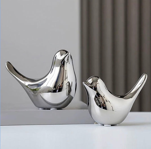 Small Animal Statues 2 Pack, Home Decor Modern Style, Decorative Ornaments for Living Room, Bedroom, Office Desktop, Cabinets