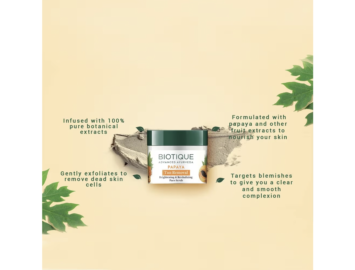 Biotique Bio Papaya Revitalizing Tan Removal Scrub, 75 G, Multi, Gm