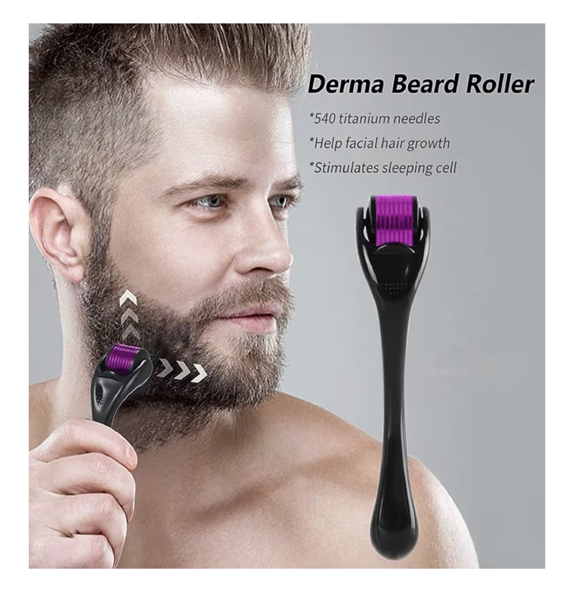 Derma Roller 0.5mm with 540 Titanium Needles : Skin Rejuvenation, Hair Growth, and Cellulite Reduction - Pain-Free Treatment for Thicker, Elastic Skin and Fuller Hair (Pack of 1)