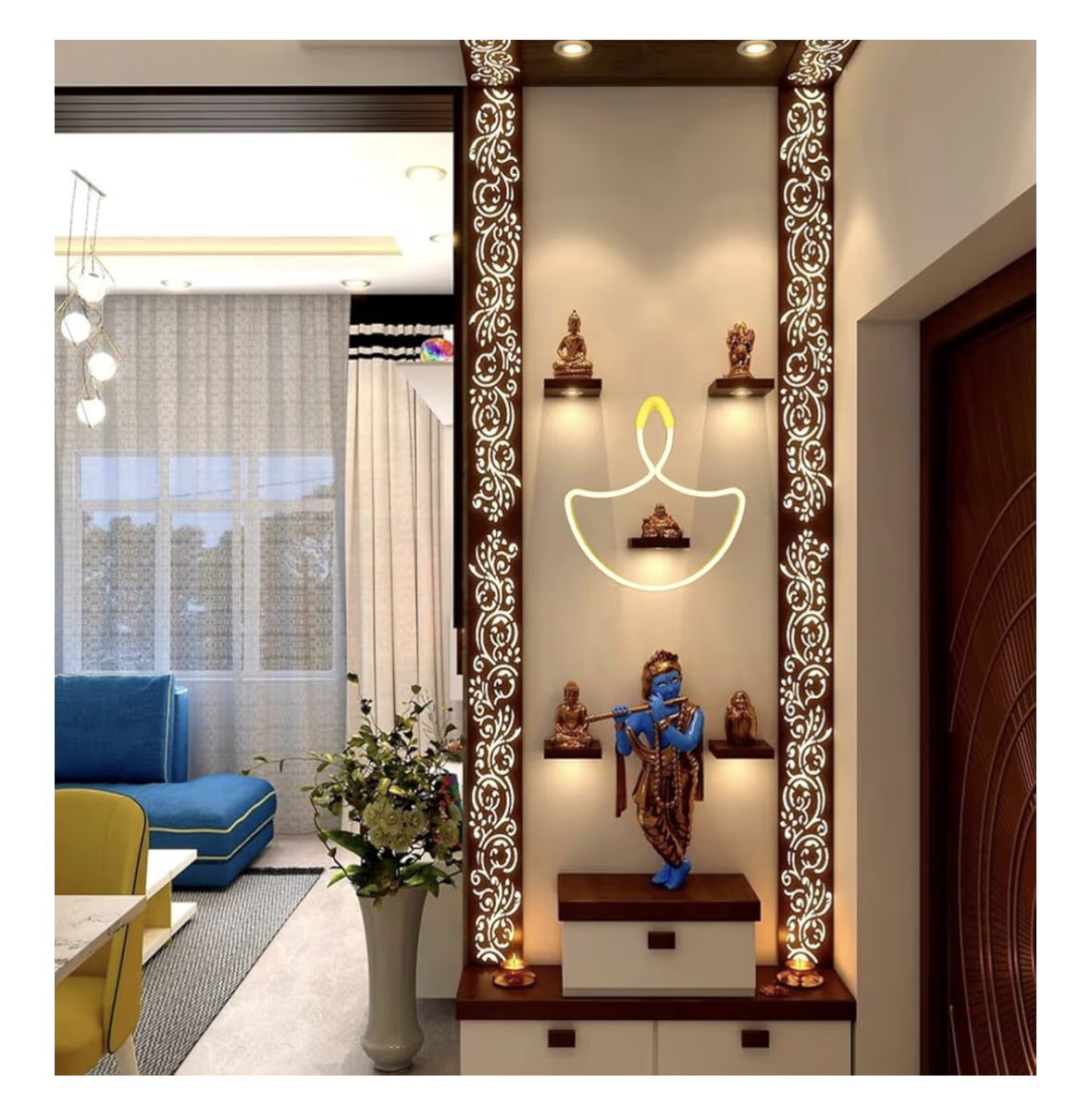 Diya Shape LED Light 35cm Wall Decor Art – Warm White | Decorative Wall Lamp for Diwali, Home, Temple, Living Room, Bedroom, Kids Room & Office