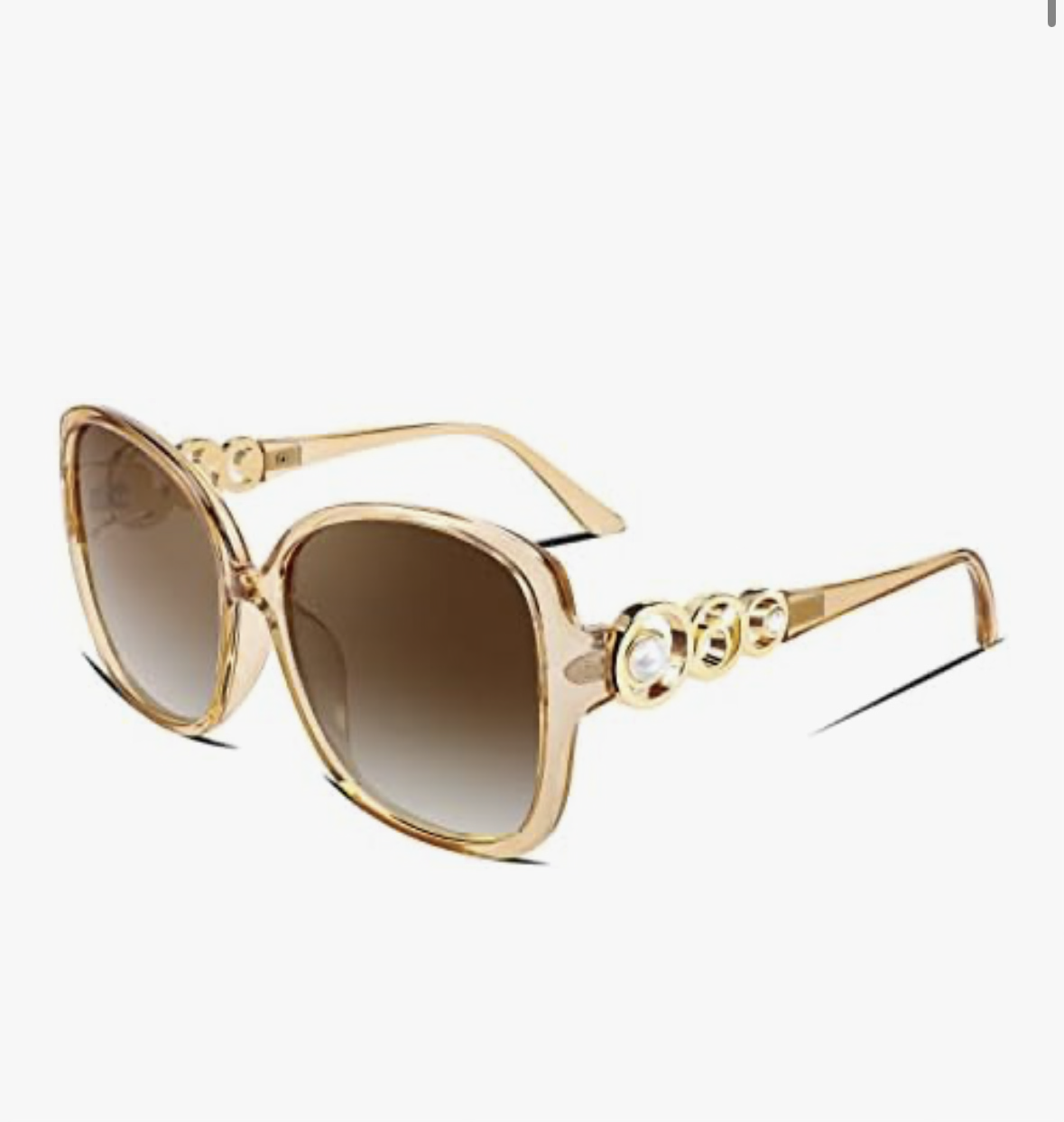 FEISEDY Polarized Fashion Sunglasses Oversized Women Trendy Square Frame with Pearl Sparkling B2821