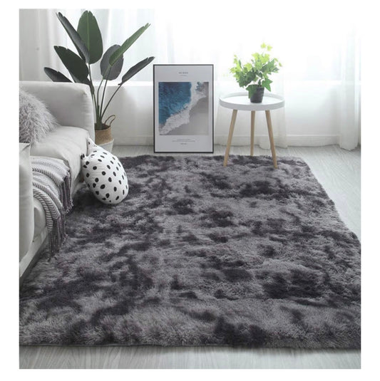 Area Rugs Shaggy Carpet for Living Room Bedroom Large Fluffy Carpet Modern Non-Slip Mat Multisize Rug Indoor Home Decor (Black Gray, 120 x160 cm)