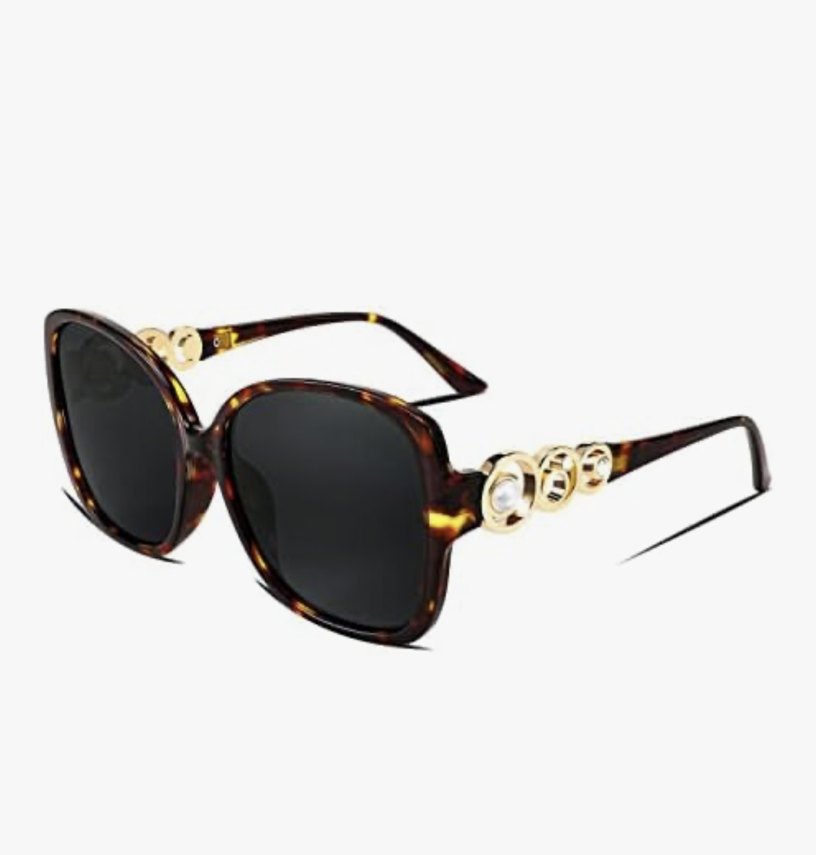 FEISEDY Polarized Fashion Sunglasses Oversized Women Trendy Square Frame with Pearl Sparkling B2821