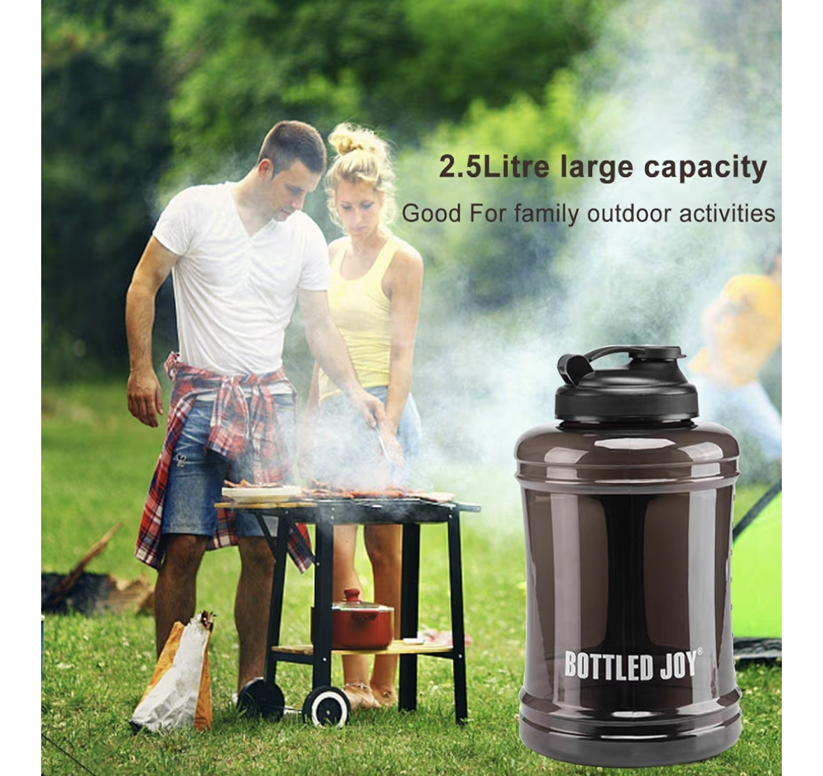 VENNERLI 2.5L Large Sports Water Bottle with Handle Half Gallon BPA Free Plastic Water Bottles Wide Mouth 83oz Reusable Gym Water Jug for Home Drinking Outdoor Sports Hiking Fitness (Black)