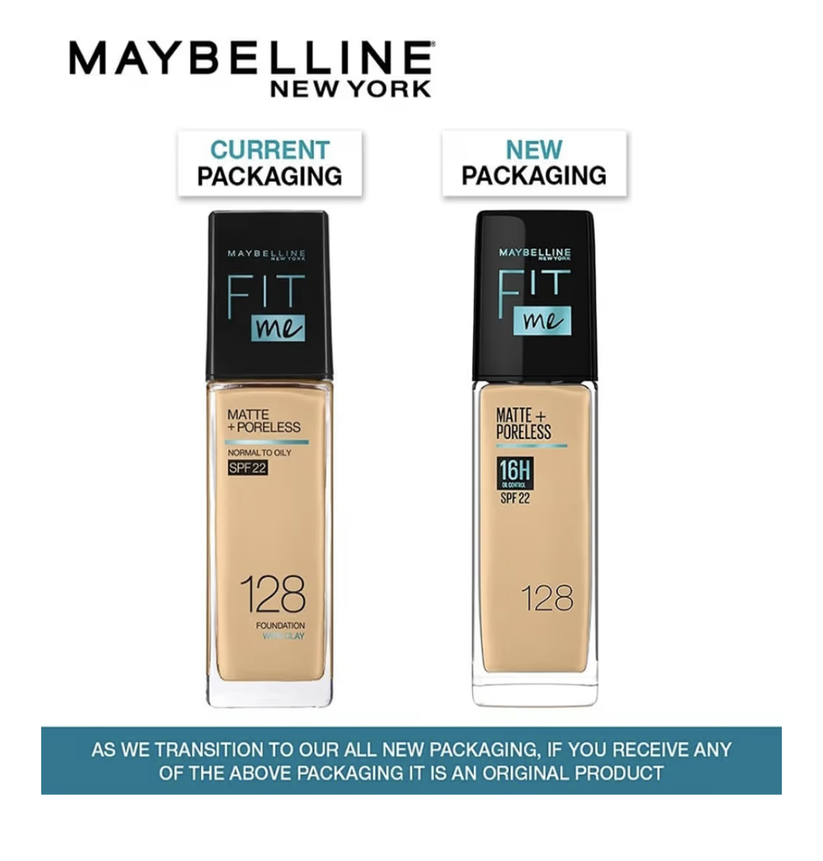 Maybelline New York New York Fit Me Matte & Poreless Foundation 16H Oil Control with SPF 22-128