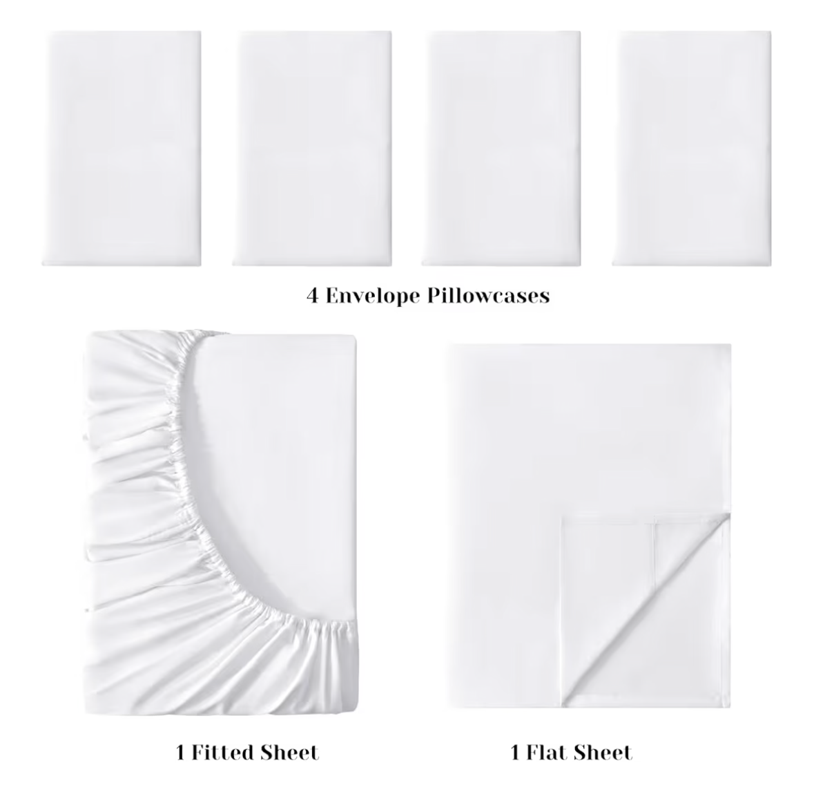 BYSURE Hotel Luxury Bed Sheets Set 6 Piece(Queen, White) - Super Soft 1800 Thread Count 100% Microfiber Sheets with Deep Pockets, Wrinkle & Fade Resistant