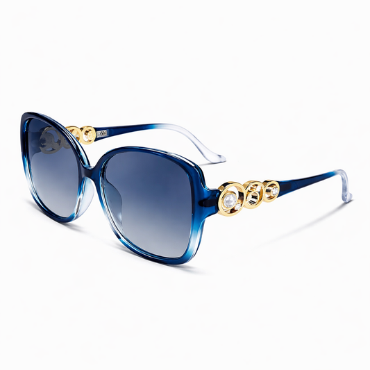 FEISEDY Polarized Fashion Sunglasses Oversized Women Trendy Square Frame with Pearl Sparkling B2821