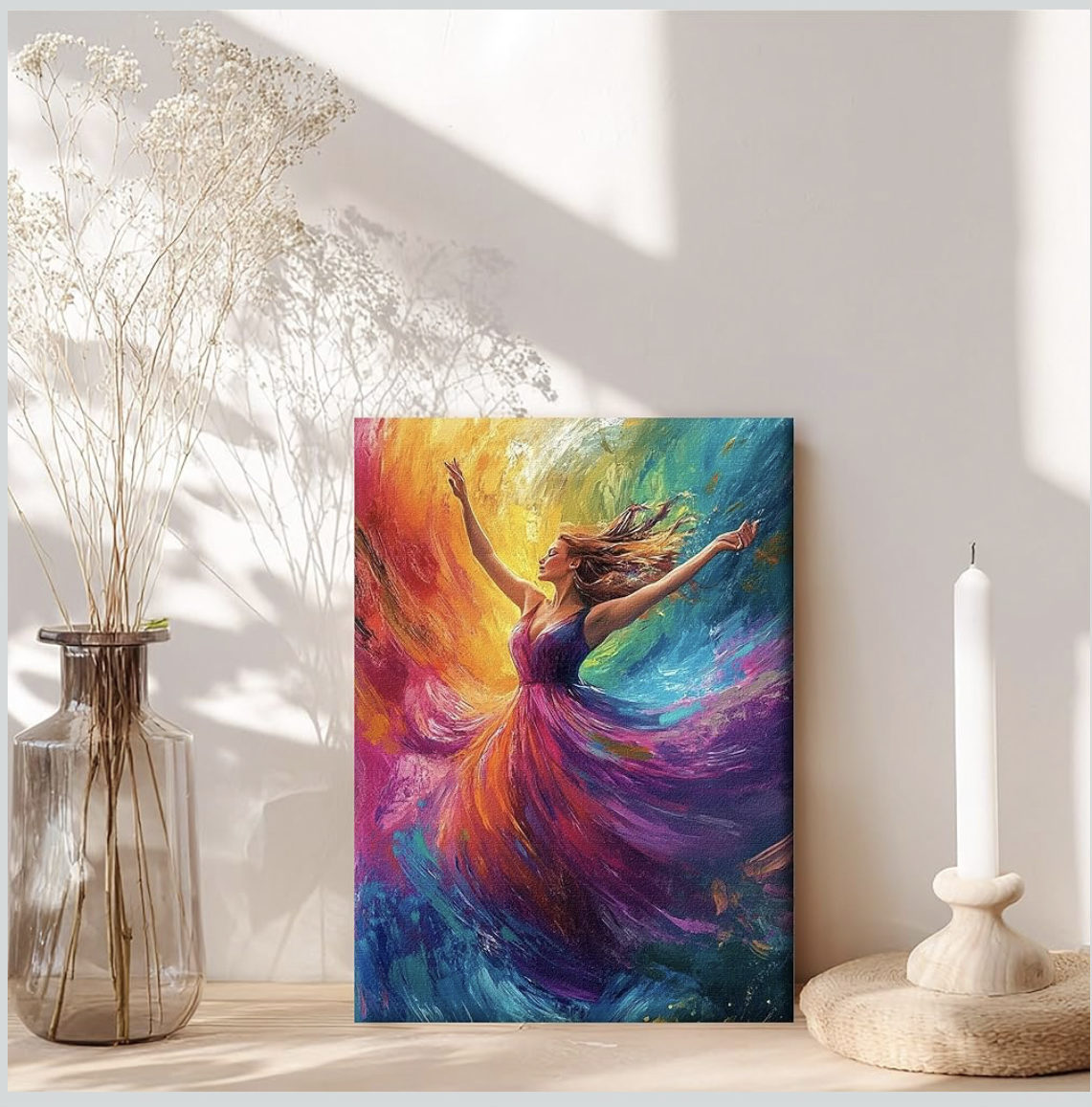 Framed Canvas Wall Art Print, Modern Ready to Hang Home Decor Abstract, Wall Hanging Decor Painting Poster Artwork for Living Room, Bedroom, Bathroom, Gift, Home Decoration 7.8 x 11 Inch D51