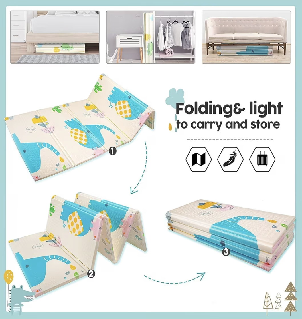 Baby Play Mat, Foldable Foam Floor Baby Crawling Mat