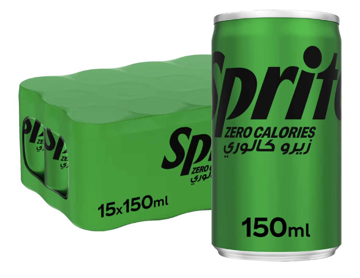 SPRITE Zero Calories, Carbonated Soft Drink, Can 150ml, Pack of 15