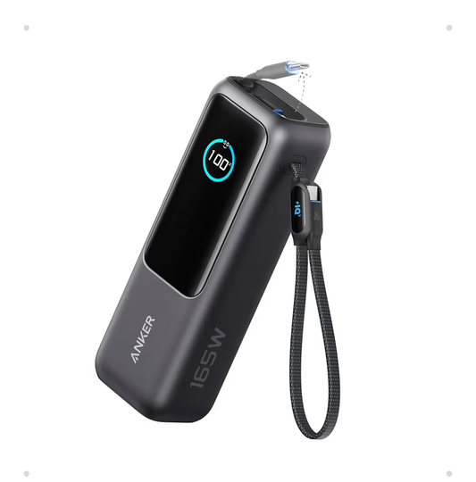 Anker Power Bank 25,000 mah 165W Ultra-Fast Portable Charger for Dual Laptops, Fast Charging Battery Pack with Built-In and Retractable Cables, For iPhone 17/16 Series, Samsung, and More