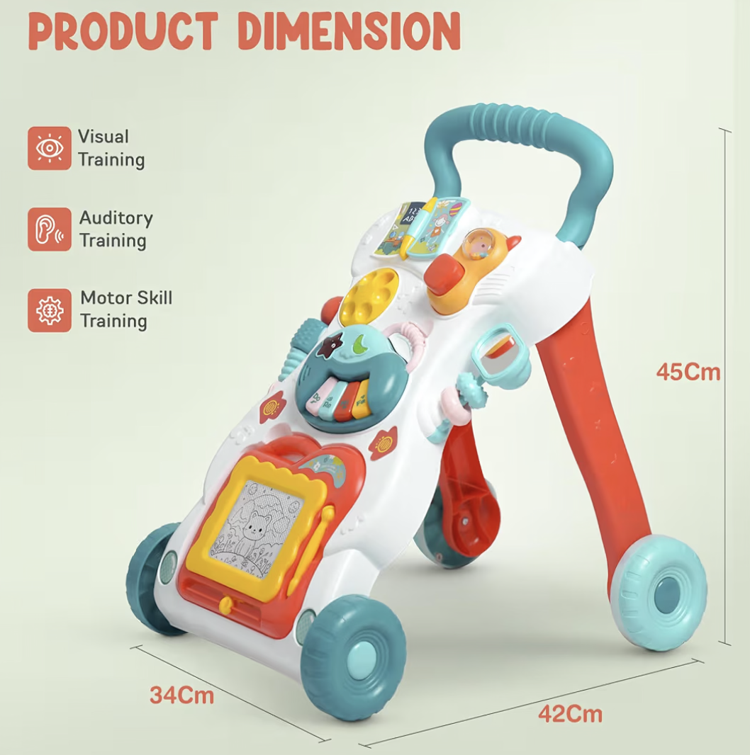 Baybee Baby Crawlio Walker for Kids, Baby Activity Walker with Music, Rotating Lock Wheel,Gears & Grip Handle for Toddlers for 0 to 2 Years Boy Girls (White)