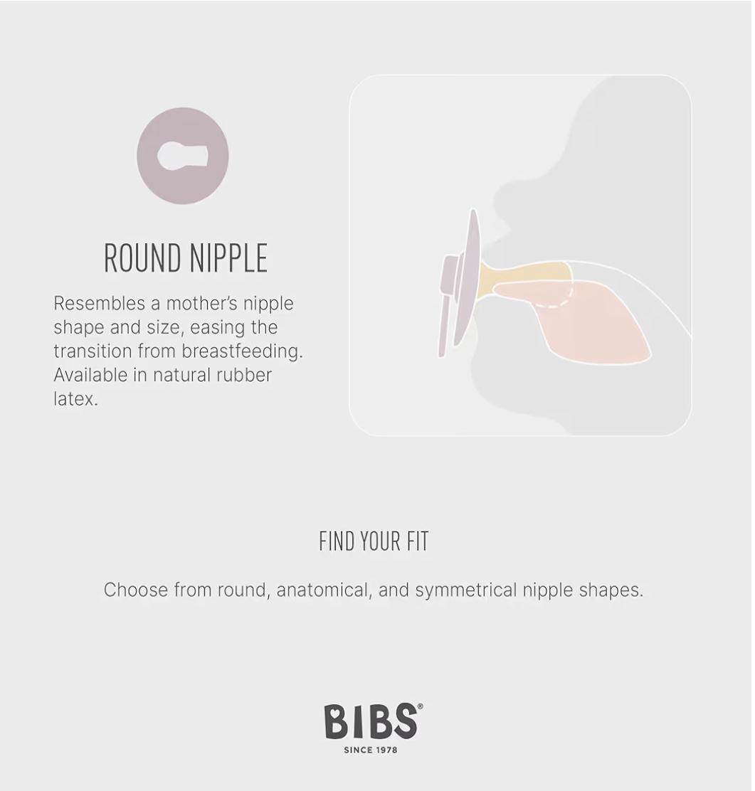 BIBS Colour Soother 2-Pack, BPA Free Dummy Pacifier, Round Natural Rubber Latex, Size 2 (6-18 Months), Ivory/Blush