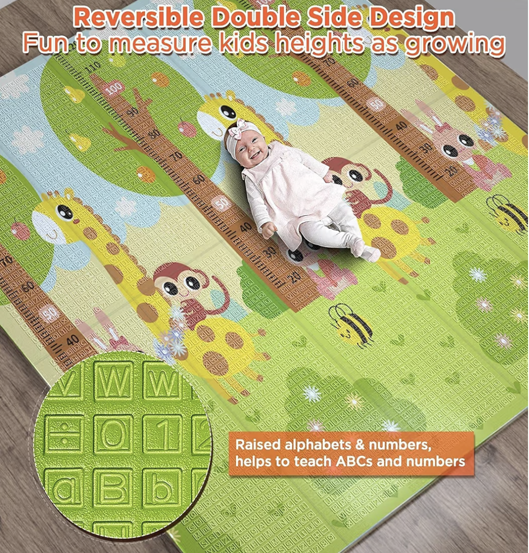 Baby Play Mat, Foldable Foam Floor Baby Crawling Mat