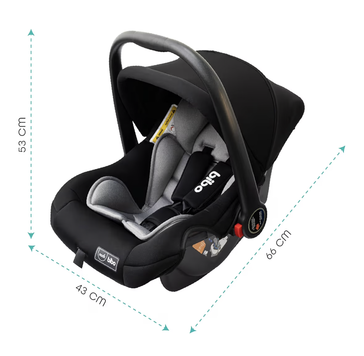 The Moon Brand Bibo Infant/Baby/Kids Travel Car Seat With Full Body Support Cushion Rear Facing Seat Carry Cot AdjUStable Canopy Suitable For 0 Months+0 13 Kg - Black