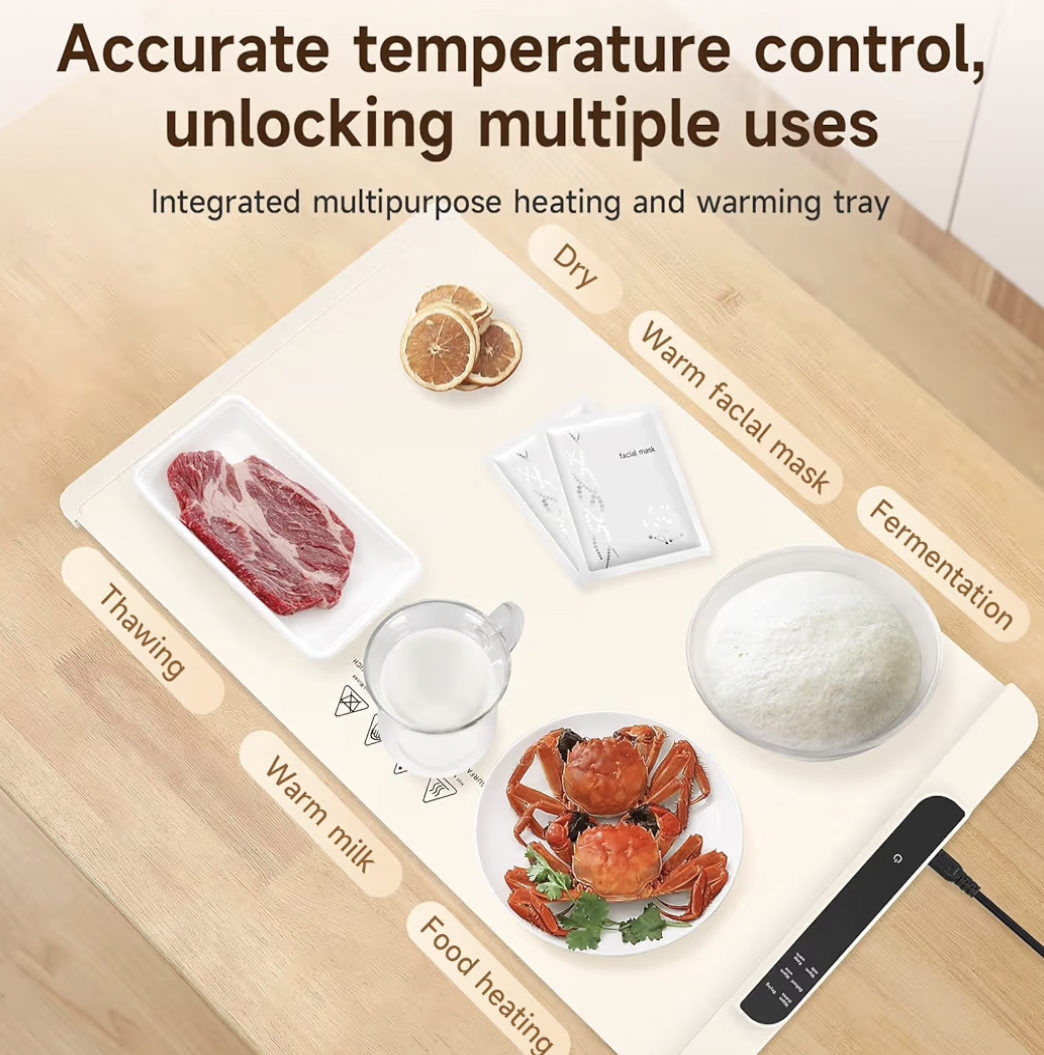 Electric Food Warming Mat with 10 Temperature Settings, Rollable & Portable Electric Warming Tray, Foldable Heating Mat for Countertop, Parties, Buffet, Family Gatherings, Holidays