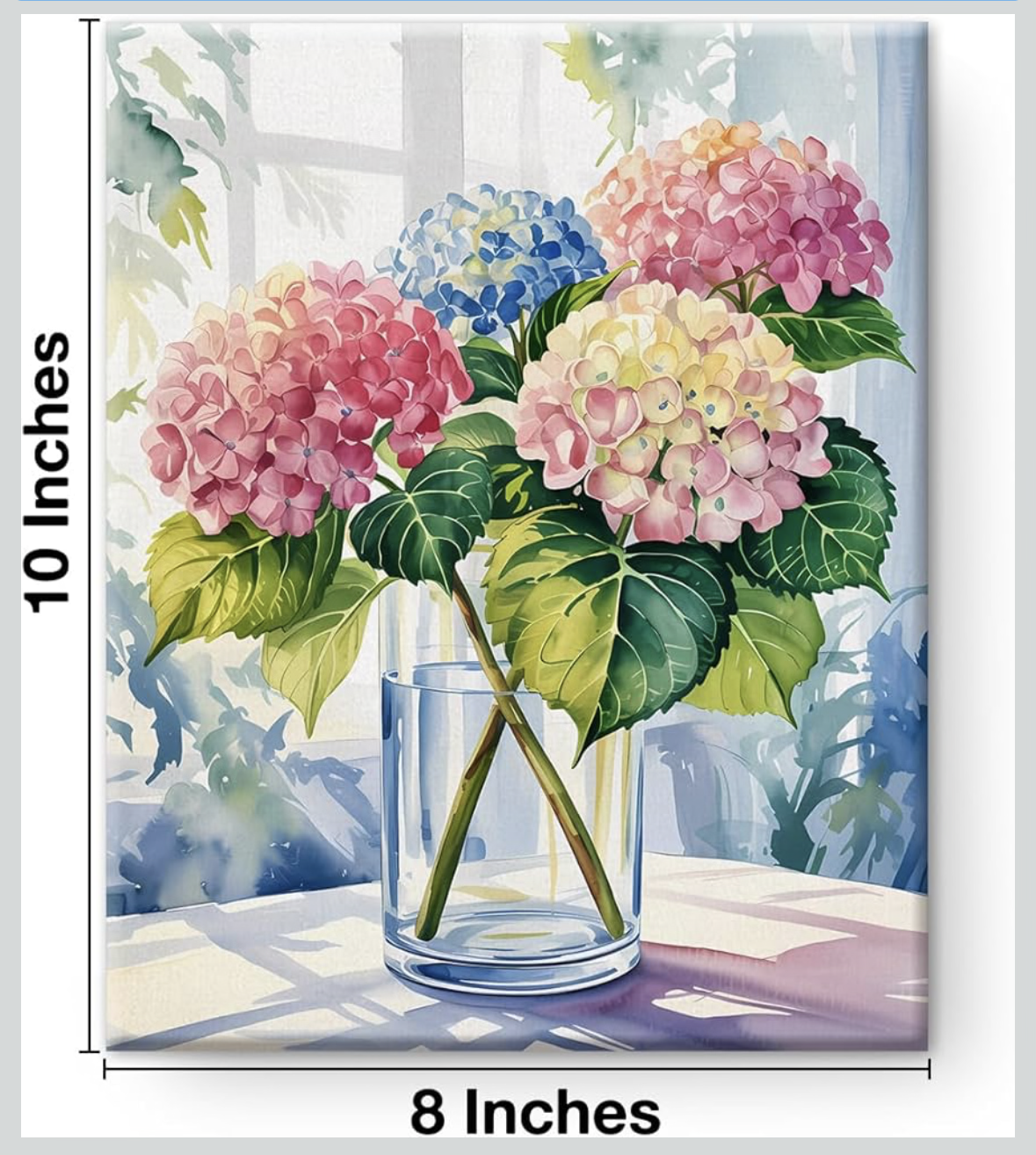 Flower Wall Art Decor Rustic Hydrangeas Canvas Print Poster Flowers Bouquet in Vase Pictures Framed Painting for Home Bedroom Bathroom Wall Decor 8x10 Inches
