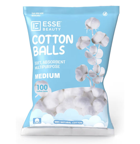 Essentialz Beauty Cotton Balls Medium | Soft, Absorbent and Multipurpose | 100 Count