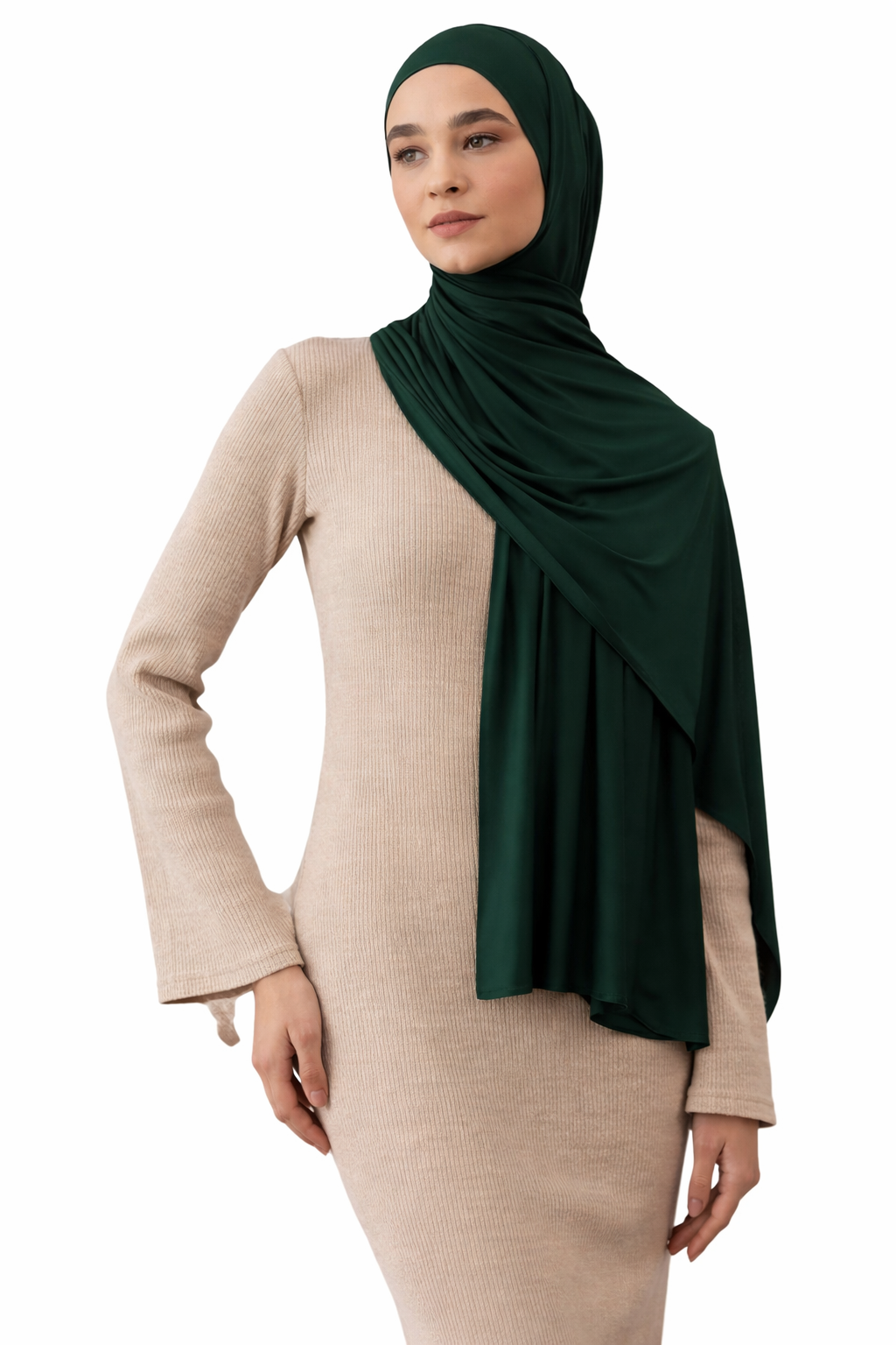 Premium Jersey Hijab Shawl, Cotton Blend, 180cm x 90cm, Soft Stretch Headwrap